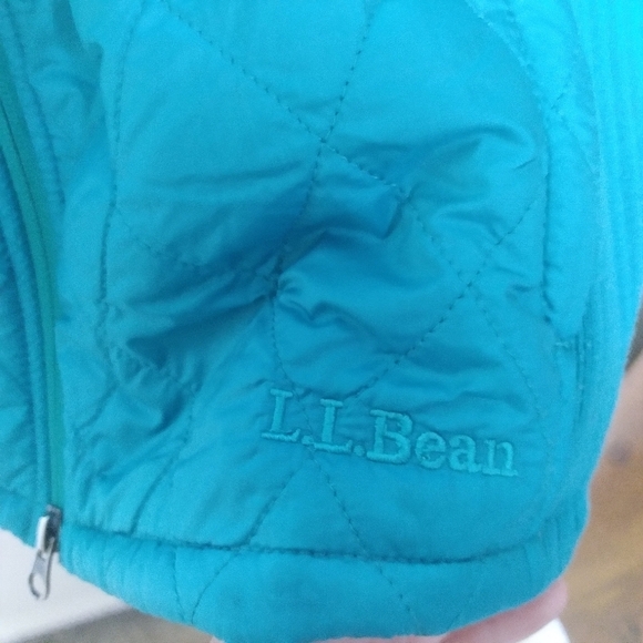 L. L. Bean Blue Green Quilted Fleece Lined Full Zip Sleeveless Vest Size Large - Picture 4 of 16